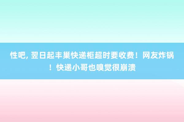 性吧， 翌日起丰巢快递柜超时要收费！网友炸锅！快递小哥也嗅觉很崩溃