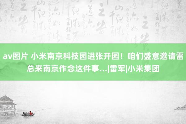 av图片 小米南京科技园进张开园！咱们盛意邀请雷总来南京作念这件事...|雷军|小米集团