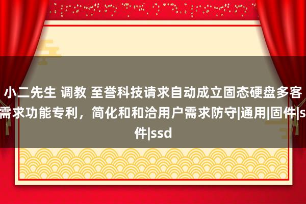 小二先生 调教 至誉科技请求自动成立固态硬盘多客户需求功能专利，简化和和洽用户需求防守|通用|固件|ssd